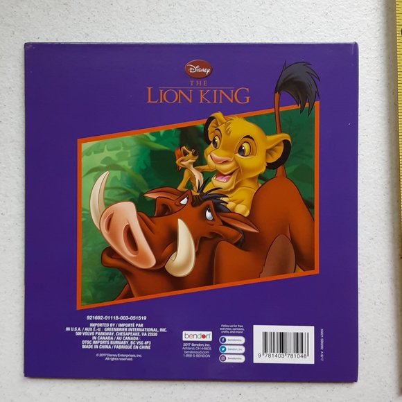 2017 Disney's The Lion King Hardcover Bendon Childrens Book - Picture 3 of 3
